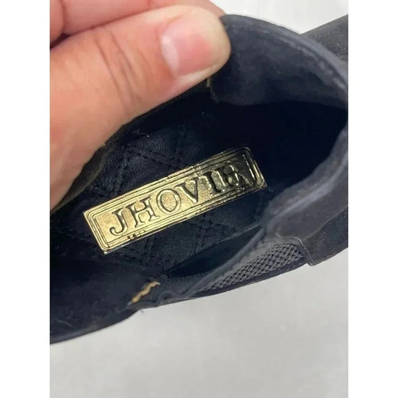 Jhovihn Womens Elasticated Pull-On Cleated Platform Black Suede Ankle Shoes Sz 3 - Picture 14 of 14